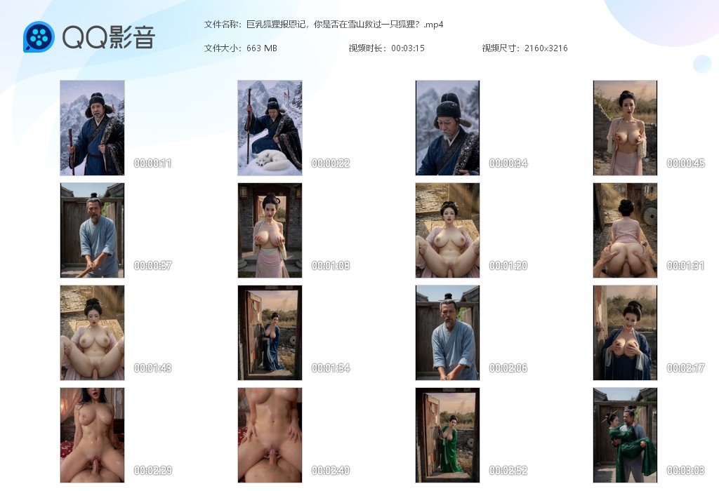 【AI自制小短剧】《巨乳狐狸报恩记》你是否在雪山救过一只狐狸？幻化成人形和男人疯 配图9