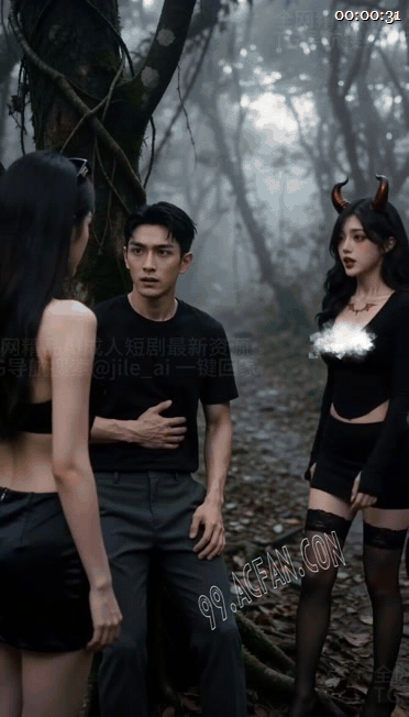 【AI短剧】《全班穿越：就我一男的》EP1-5集，男大与一堆校花一起穿越至远古部 配图4