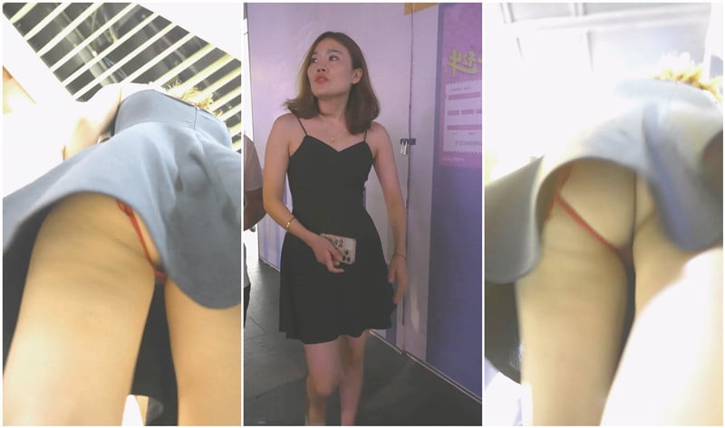 小吃街一路跟踪抄底吊带裙少妇穿着特色内裤直接漏出了半个B 配图4