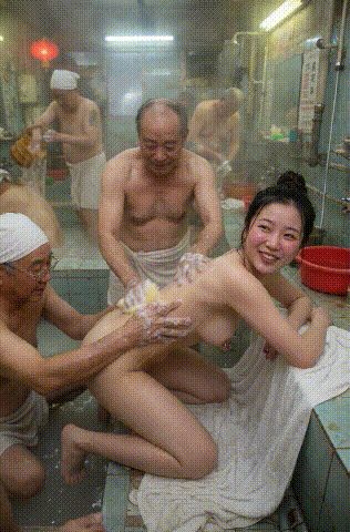 【AI短剧】《独闯男汤大冒险》极品风骚的乳钉女孩独闯男人澡堂 享受大爷们搓澡和打 配图4