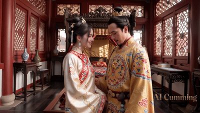 【AI短剧】《中国皇帝与他的新宠妃行房》欧美制作，不一样的体验，白人妃子，哈哈！ 配图2