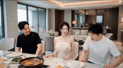 【AI自制小短剧】《NTR寝取:善良的嫂子》第3集从餐桌激战到浴室激情，夫前目犯 配图4