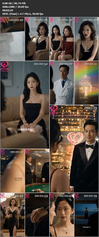 【AI短剧】《金鸡之路》EP1-6集，普通女孩为救母入富豪派对圈首次上游艇被踹下 配图9