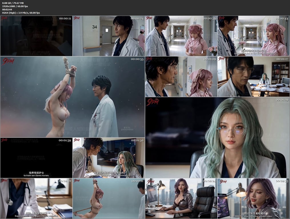 【AI短剧】《夜勤病栋》EP1-7集，比良坂医生开始了对七濑恋的调教...（7V 配图9