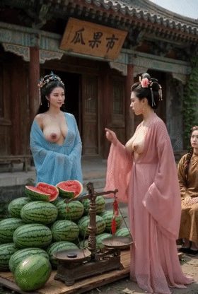 【AI真人小剧场】《华强卖瓜古代版》性转版“你的瓜，保熟么？”有一个人前来买瓜！ 配图4