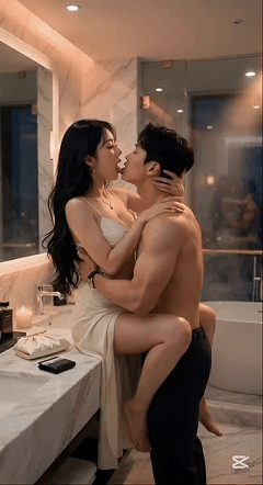【AI真人小剧场】《绿帽人妻NTR》极品人妻，背着老公偷偷和小奶狗在酒吧厕所做爱 配图2