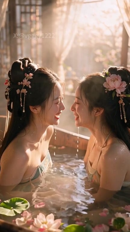 【AI短剧】『绣阁春深』第1集 女同古装爆乳V领深沟的大小姐和丫鬟的激情缠绵 配图7
