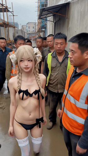 【AI自制小短剧】《工地送温暖》泥潭里工人强奸小美女，精彩又刺激！ 配图2