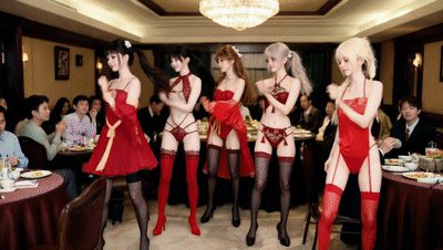 【AI自制小短剧】《团年上集》白湖传媒集团传媒年会上，签约艺人回馈员工啪啪啪！ 配图4