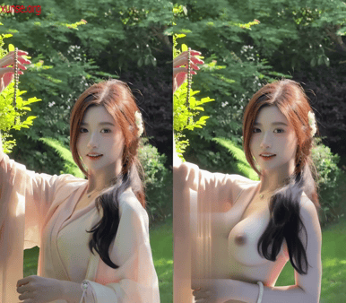 【AI脱衣】花碎花--第三弹--网红脱衣--不食烟火的仙女颜，胸前两团雪白的嫩肉 配图5