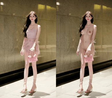 【AI脱衣】网红美女脱衣系列紫薇大长腿车模愃氺 配图4