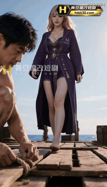 【AI短剧】《木筏求生：靠钓鱼组建后宫》EP1-8集，男主与女朋友闺蜜在无边大海 配图7