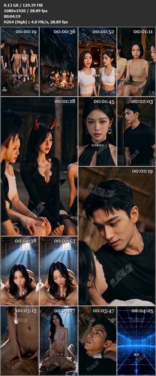 【AI短剧】《全班穿越：就我一男的》EP1-5集，男大与一堆校花一起穿越至远古部 配图8