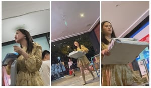 ❤️大胆白领御姐长靴黄裙真空出门，快递架前被大神一路尾随偷窥裙底春光！ - 老宋论坛-老宋论坛