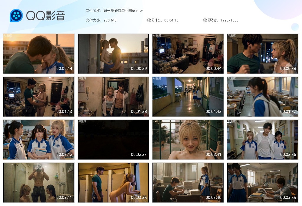 【AI自制小短剧】《高三爱情故事》第4集-间章 附作者练手作品《妹妹的日常》1- 配图9