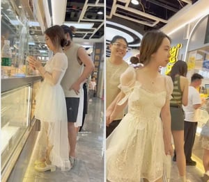 【KFC】商场尾随偷拍❤️婚纱裙靓女和猥琐男友·裙子遮住屁股放心穿了骚窄内 - 老宋论坛-老宋论坛