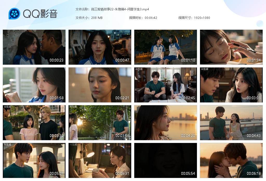 【AI自制小短剧】《高三爱情故事》21-23朱雅篇4-问题学生3黑鬼出场了，原档 配图6