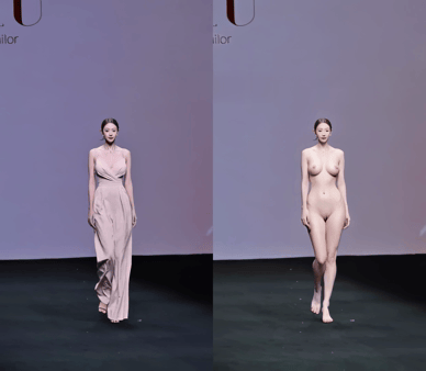【AI脱衣】网红美女脱衣系列明明（第二弹）光屁股逛街 配图4