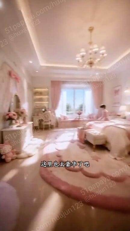 【AI短剧】『我住进了天家寝室』第1-2集 全是美女相伴粉色闺房操爽小嫩逼！ 配图5