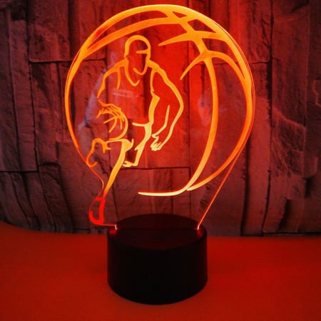 Basket 3D lampe. Lysende basketballspiller. Med farveskift.