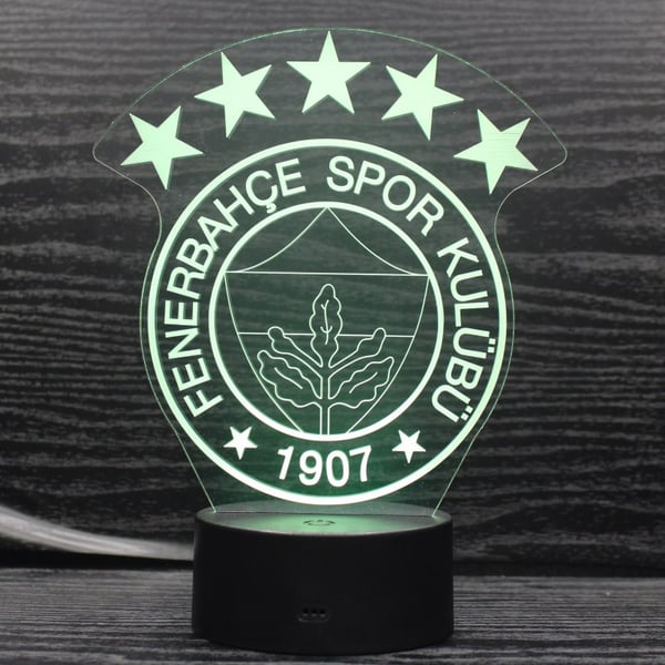 Fenerbahce 3D lampe. Farveskift i 7 farver. Fed natlampe.