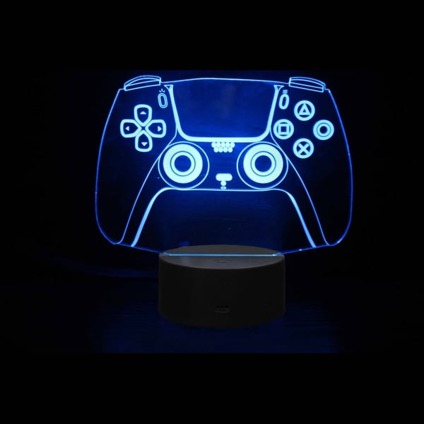 PlayStation 4 Controller 3D lampe. Flot natlampe i 7 farver.