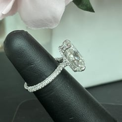 9.50 Tcw Suspended Elongated Cushion Hidden Halo Pave Engagement Ring