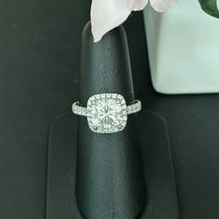 3.50Tcw Cushion Halo Pave Engagement Ring in Platinum