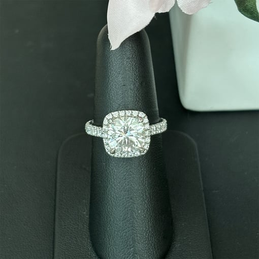 3.50Tcw Cushion Halo Pave Engagement Ring in Platinum