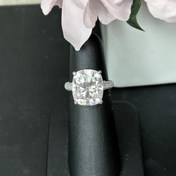 11.00TCW Cushion Hidden Halo Pave Engagement Ring