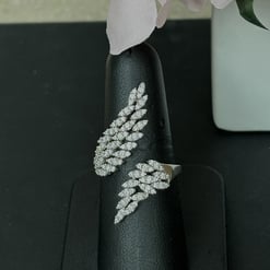 1.00 Tcw Round Moissanite Colorless Angel Wings Cocktail Ring