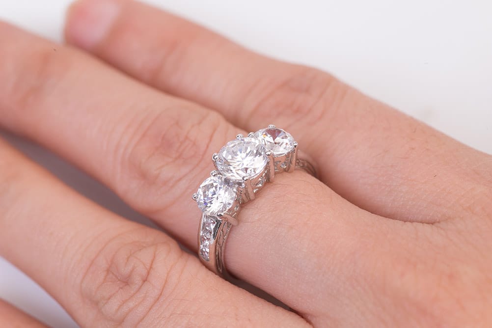 Moissanite Three-Stone Rings Janesville, WI