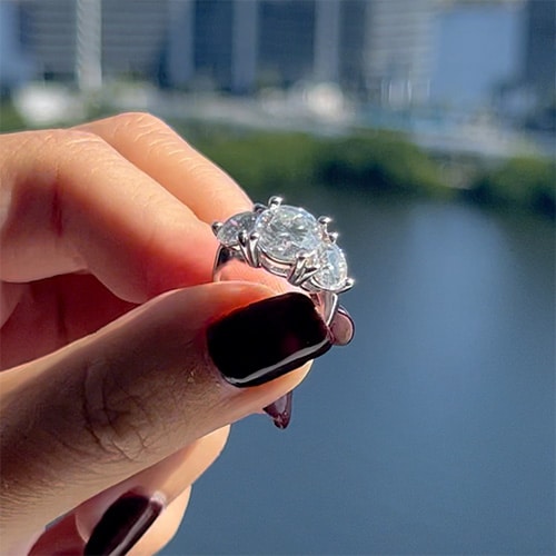 5.00 TCW Round Moissanite Colorless Three Stone Engagement Ring