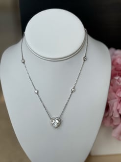 6.50 Tcw Heart Moissanite Colorless Halo Pendant By the Yard