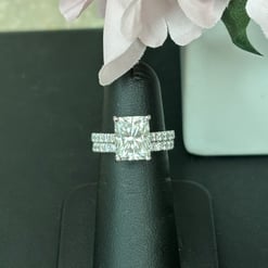 4.60 Tcw Radiant Hidden Halo Bridal Set Rings