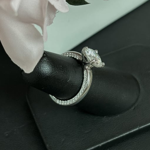 3.30 Tcw Round Moissanite Colorless Sidestone Engagement Ring