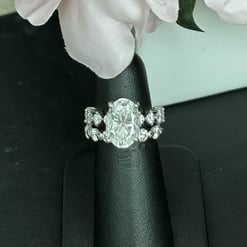 6.25 Tcw Elongated Oval Moissanite Colorless Hidden Halo Wedding Set Ring