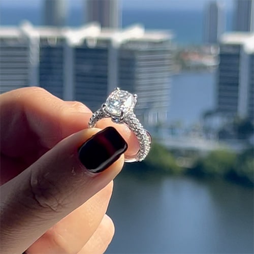4.90 TCW Oval Moissanite Colorless Halo Pave Engagement Ring