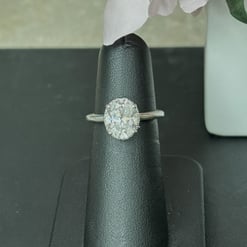 3.15 Tcw Oval Moissanite Colorless Halo Solitaire Engagement Ring