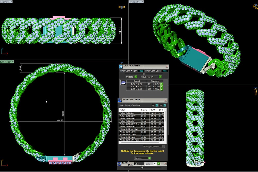 Custom Design Tennis Bracelet Cuban Link