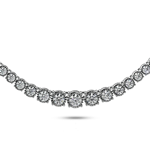 Round Riviera Crown Tennis Necklace