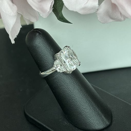 7.60 Tcw Elongated Radiant Three Stone Engagement Ring