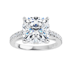 Cushion Moissanite Hidden Halo Engagement Ring - 2.70tcw - 6.00tcw