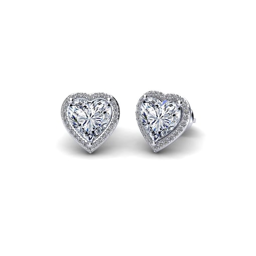 Heart Moissanite Halo Stud Earrings