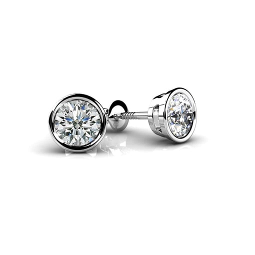 Round Bezel Stud Earrings