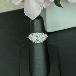 6.40 Tcw Cushion Trillion Moissanite Colorless Three Stone Engagement Ring