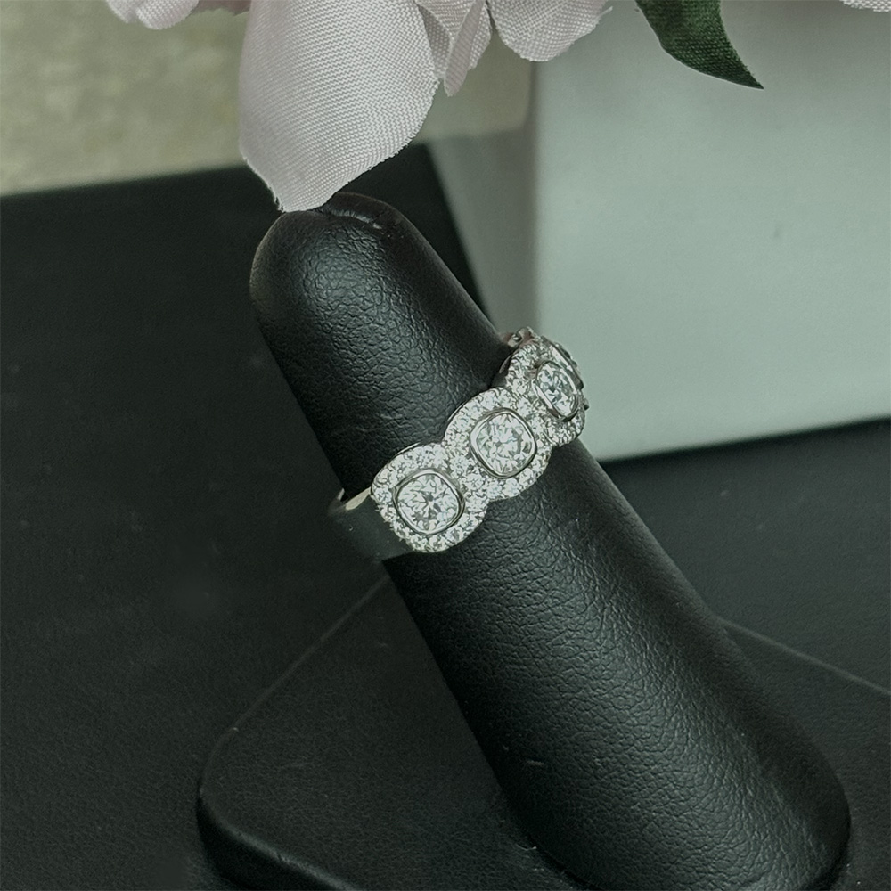 2.30 Tcw Cushion Moissanite Colorless Bezel Halo Anniversary Cocktail Ring