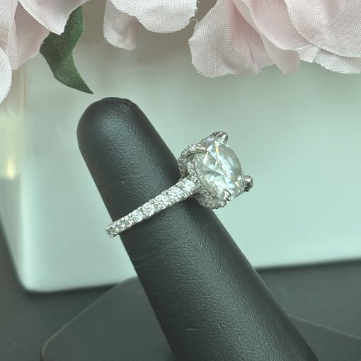 10.35 Tcw Cushion Hidden Halo Pave Engagement Ring