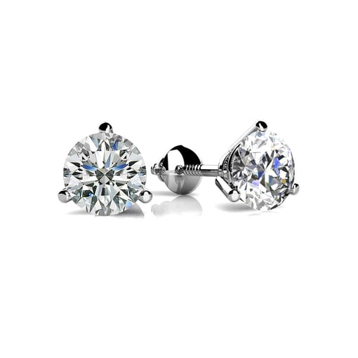 Round Moissanite Martini Stud Earrings