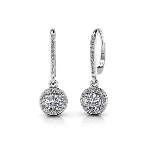 Round Halo Drop Earrings